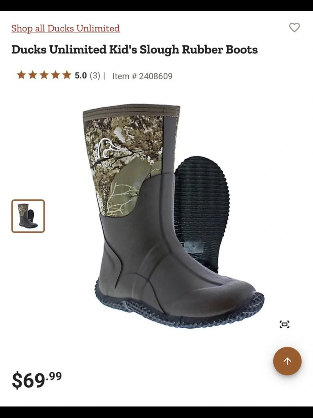 Ducks Unlimited Kids' Waterproof Camo Rain & Snow Boots - Brown/Camo